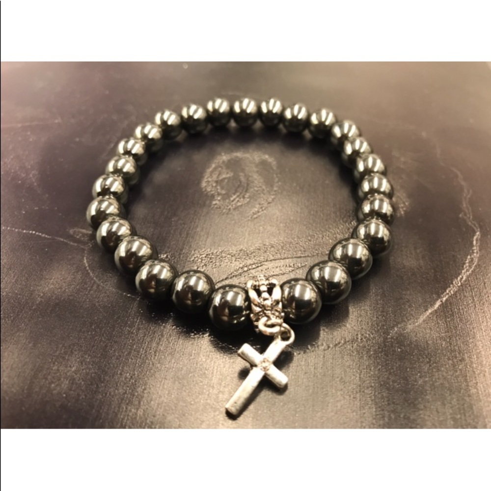 Hematite Christian bracelet